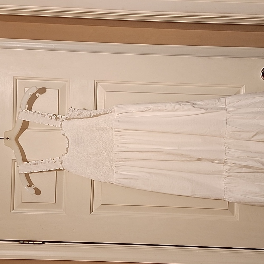MSK White Maxi Dress with Smocked Bodice
